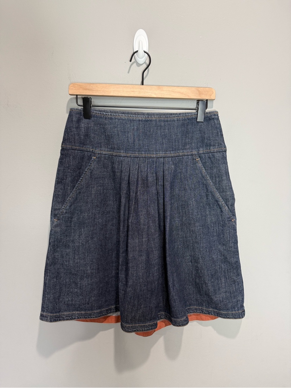 Rivamonti by Gunex Made in Italy Denim Pleated A-Line Skirt IT 40